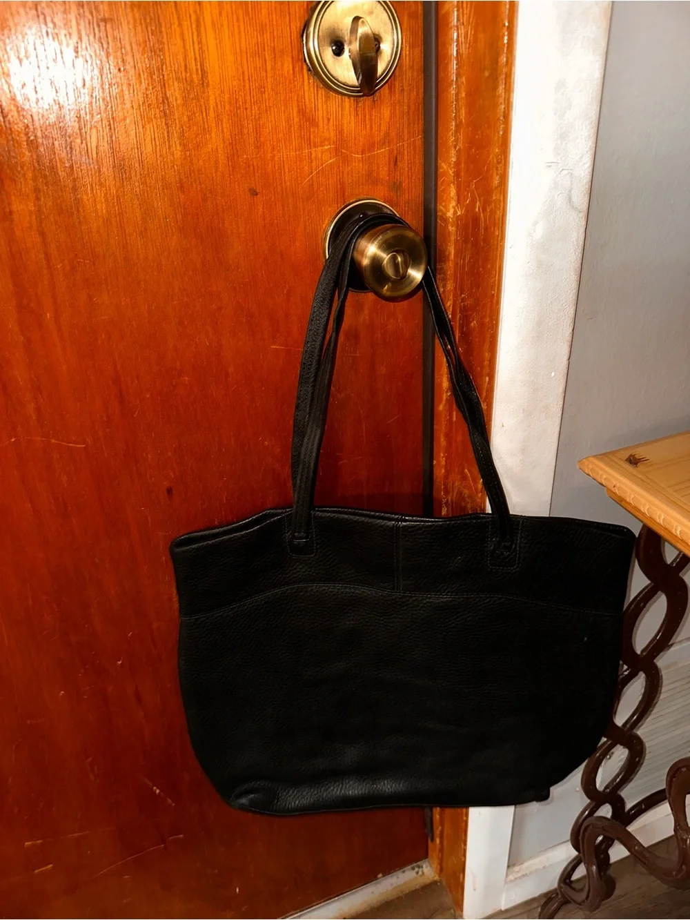 COACH Black Pebbled Leather Tote with Raised Signature Emblem - Picture 7 of 7